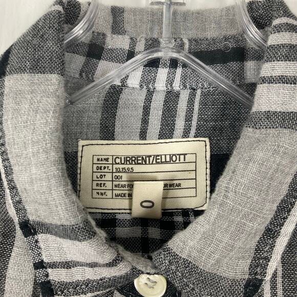NWOT CURRENT/ELLIOTT Shirt 0 Multi Plaid Flannel Slim Button-Up “Sugar Siesta” - Picture 4 of 11